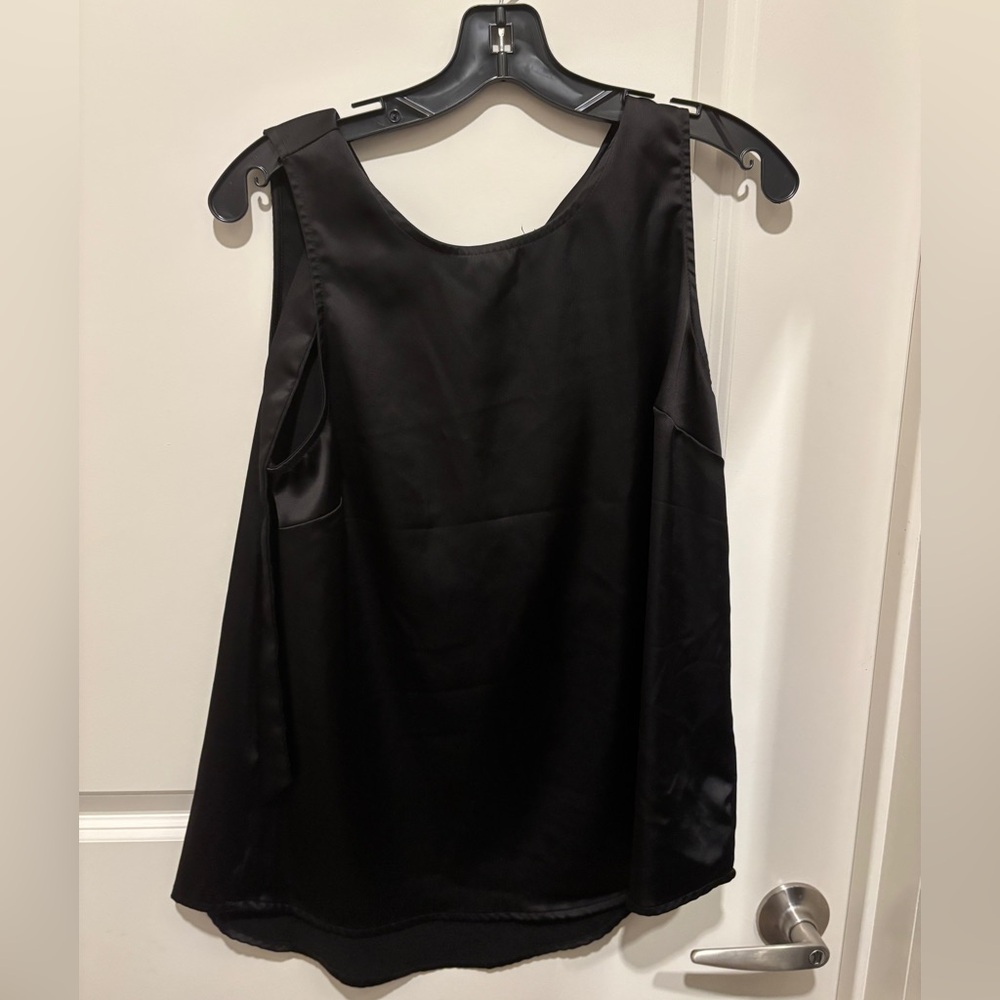 Black satin like tank blouse